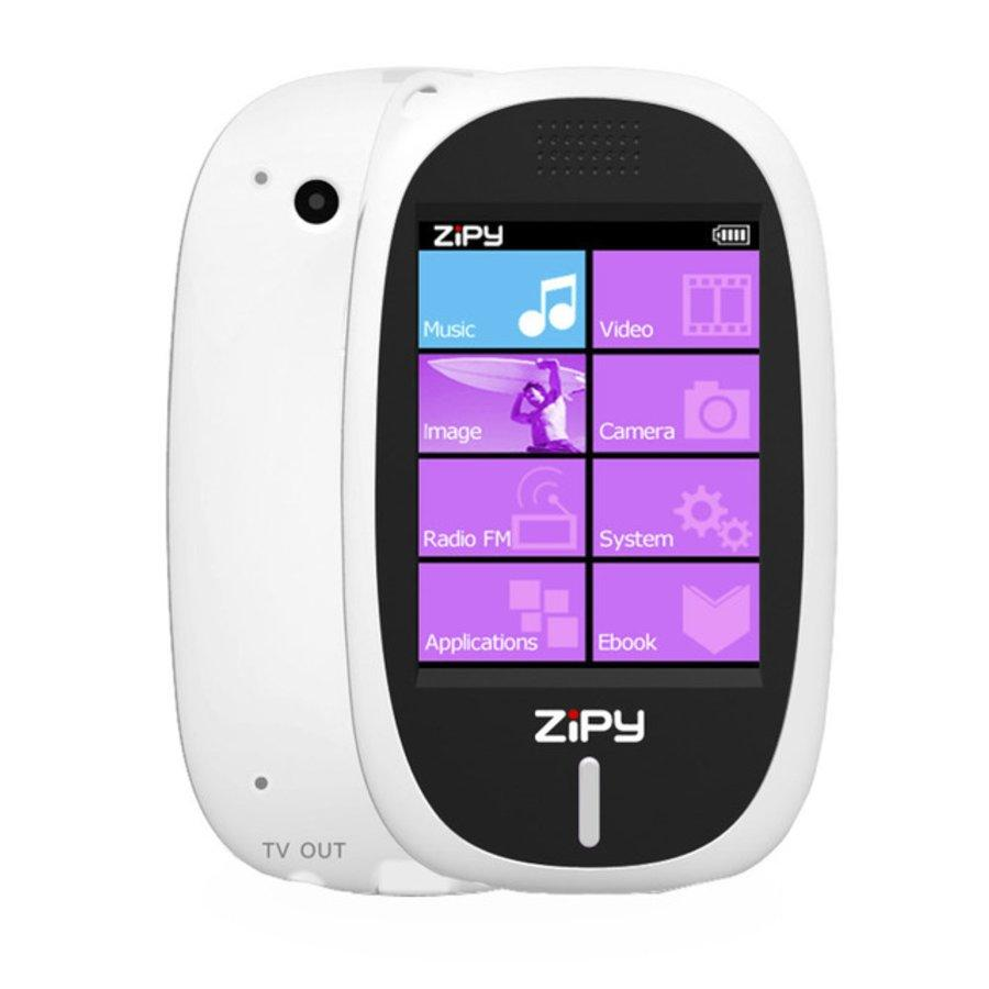 Reproductor MP5 con auriculares - Zipy Flamingo, Blanco/Negro, 4Gb, Pantalla táctil