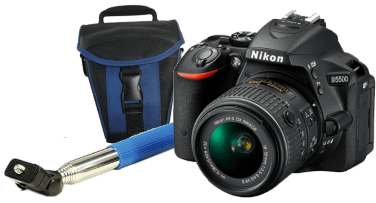 Cámara Réflex - Nikon D5500 + 18-55 mm VR II + Estuche + Palo Selfie