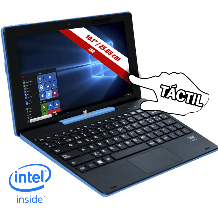 Tablet - Woxter Zen 10, Intel®, 32GB, 2 cámaras, Android y Windows 10+Teclado