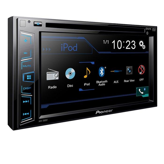 Autorradio - Pioneer AVH-280BT, Pantalla táctil 6.2", Bluetooth, CD/DVD, USB