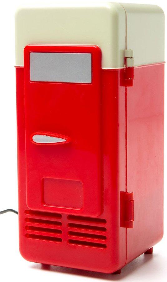 Mini nevera de sobremesa - Satzuma Fridge, se alimenta a través del USB, en color rojo y blanco