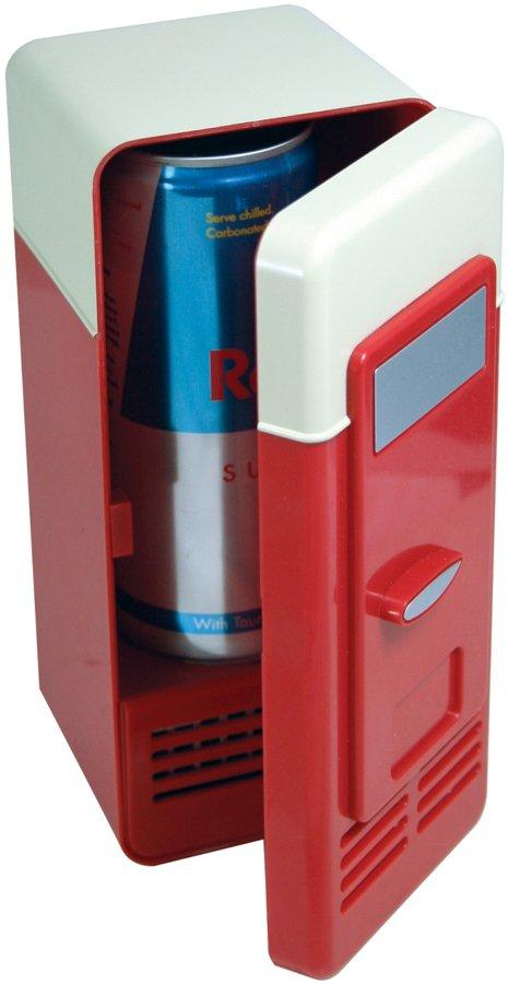 Mini nevera de sobremesa - Satzuma Fridge, se alimenta a través del USB, en color rojo y blanco