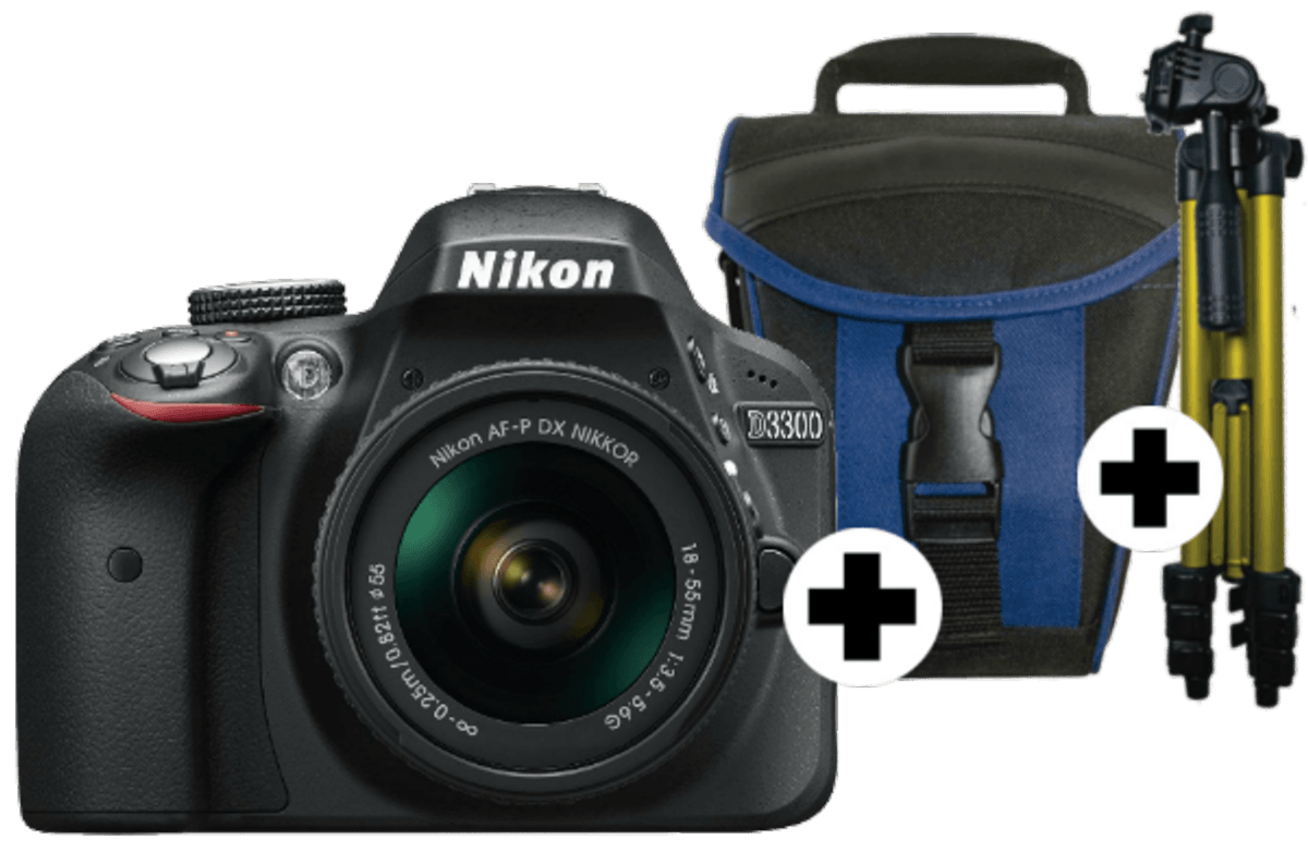 Cámara réflex - Nikon D3300 + AF-P DX 18-55mm + Estuche + Trípode + Libro