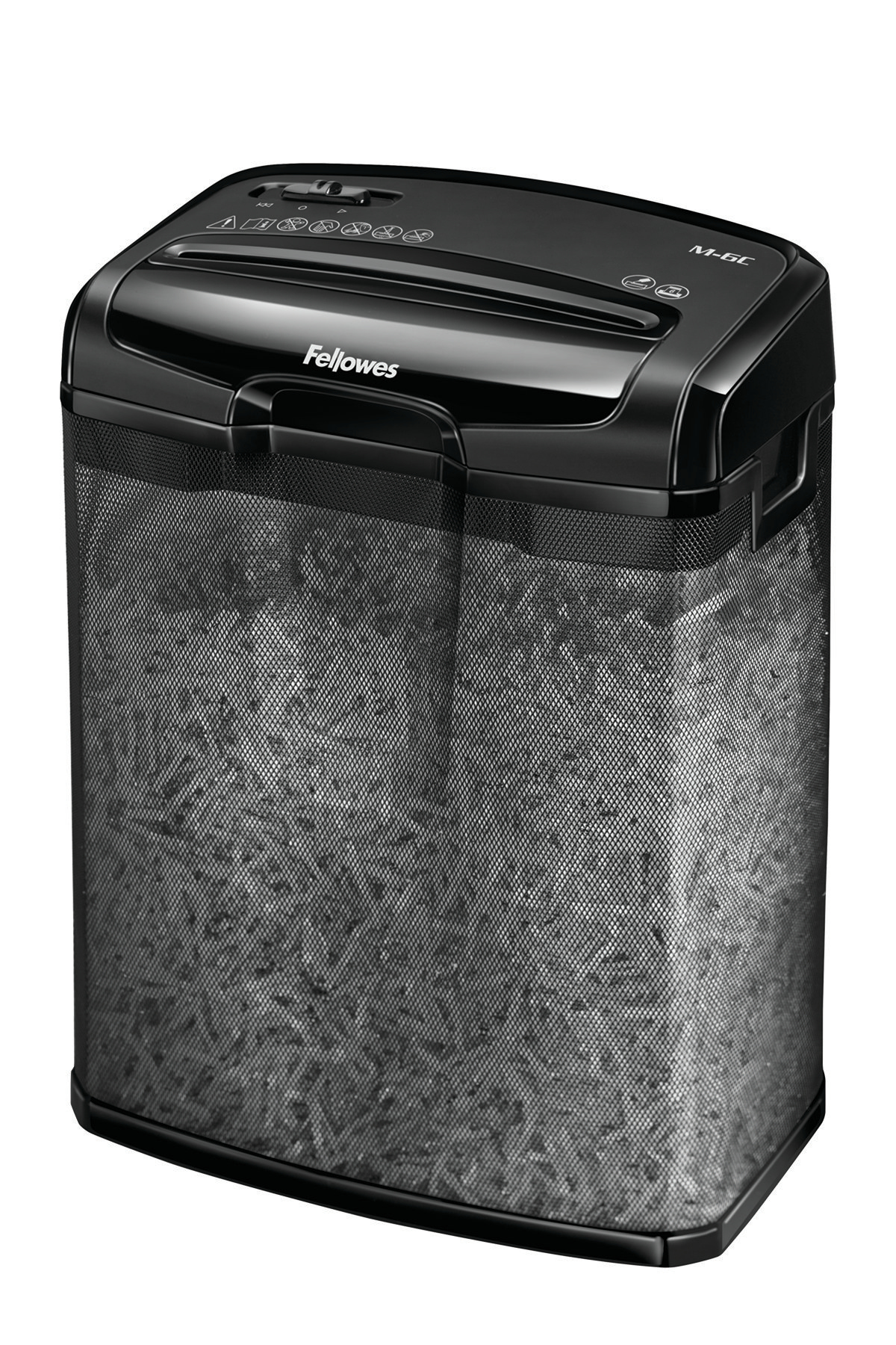 Destructora de papel - Fellowes M-6C, corte en partículas, 13L, Negro