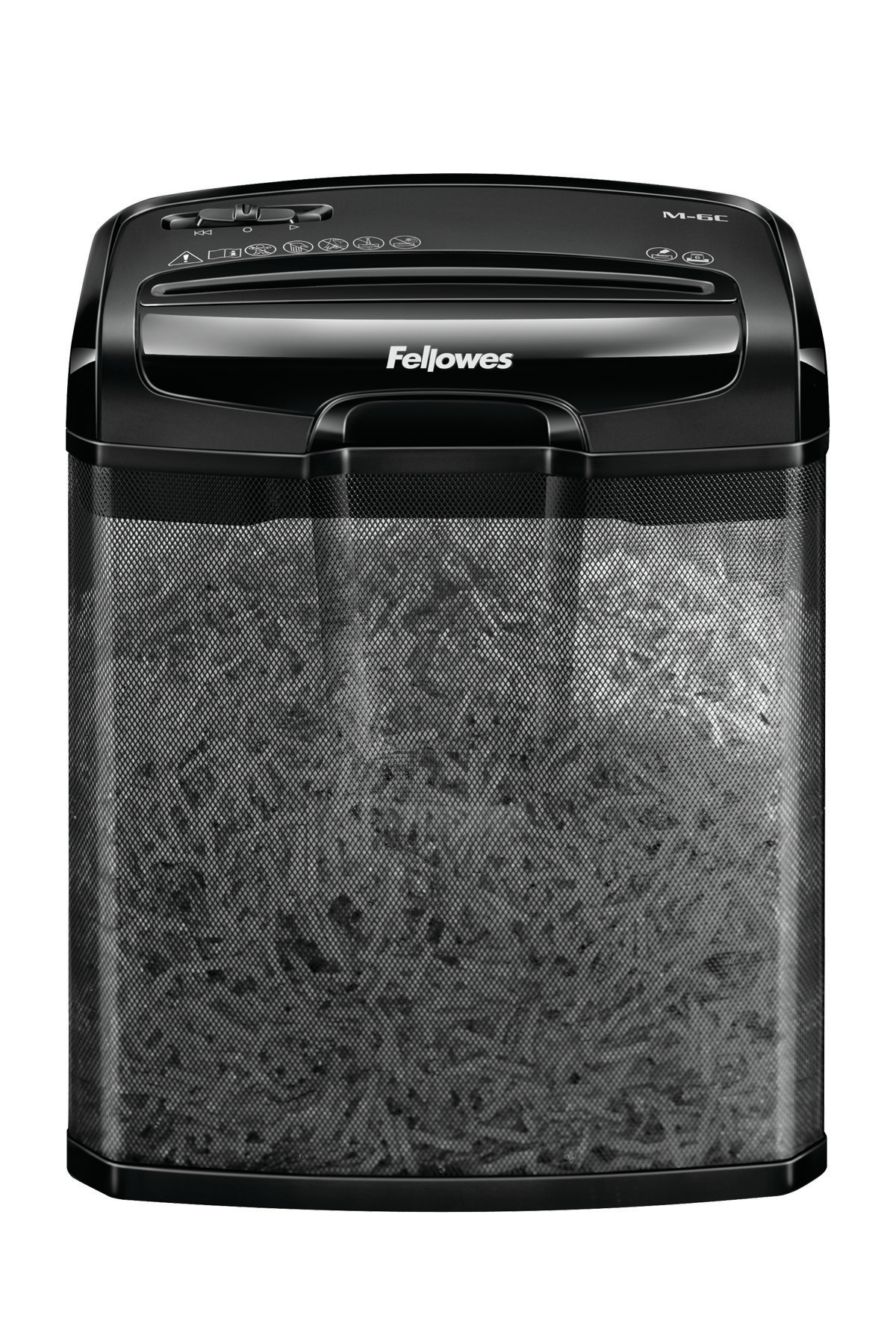 Destructora de papel - Fellowes M-6C, corte en partículas, 13L, Negro