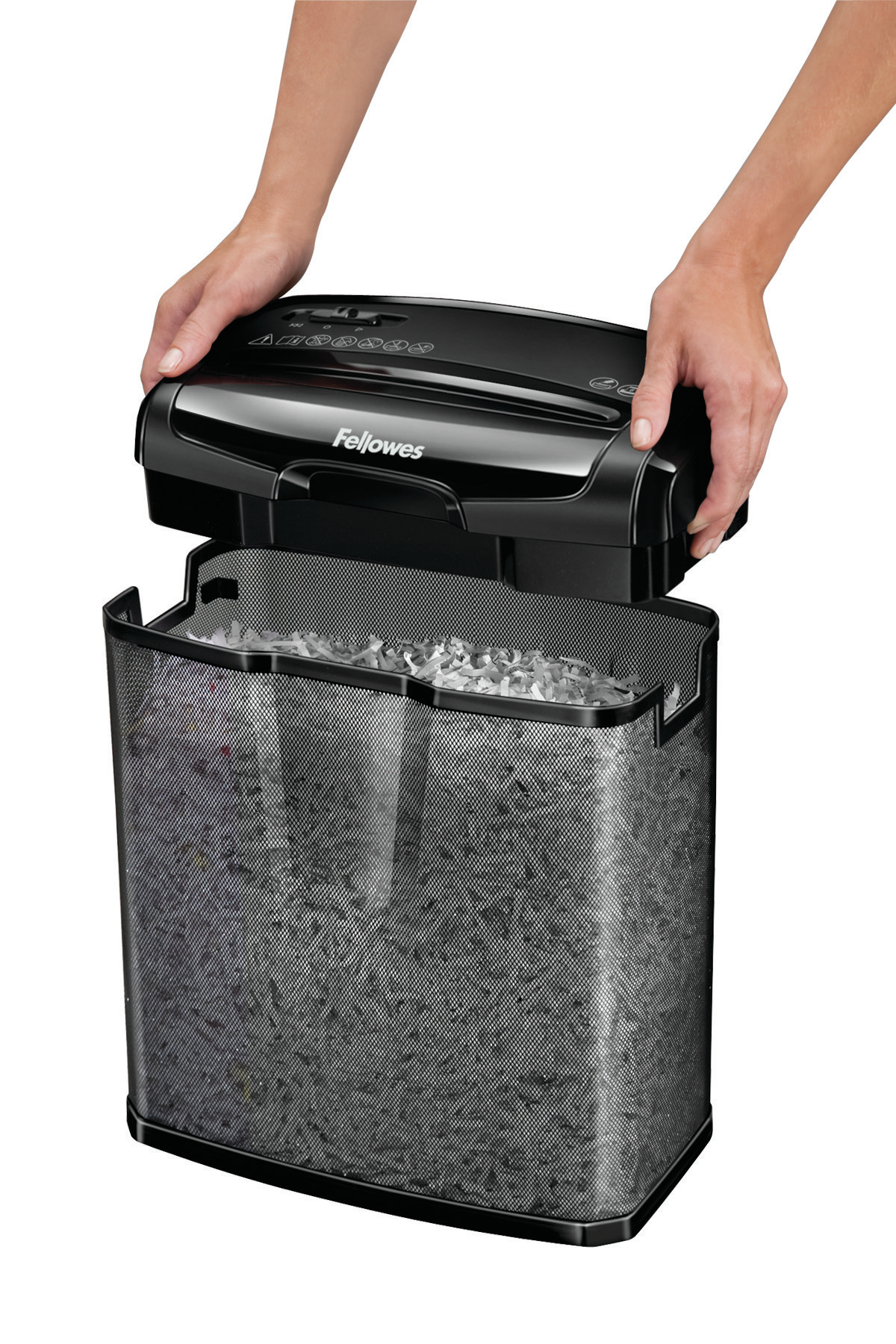 Destructora de papel - Fellowes M-6C, corte en partículas, 13L, Negro