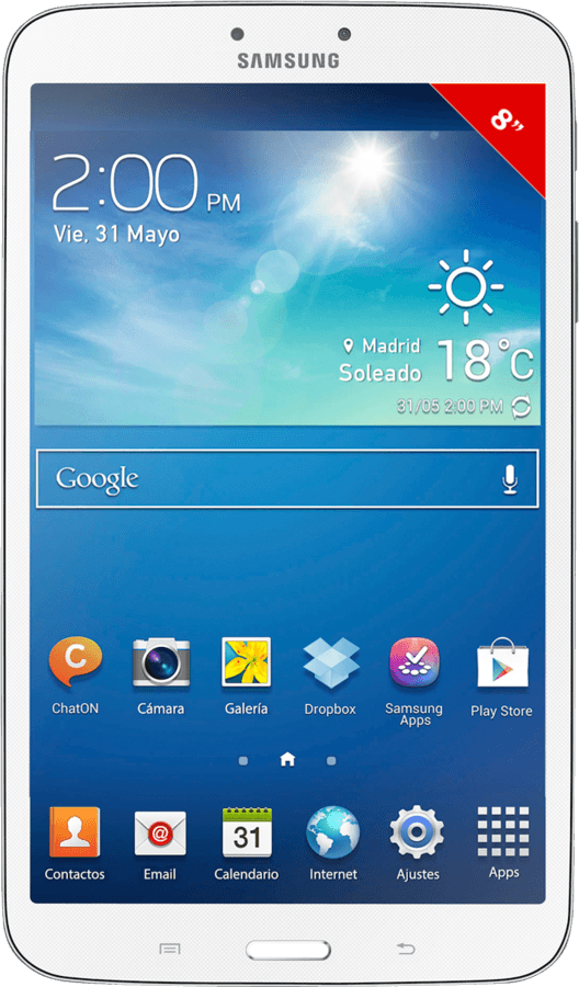 Tablet - Samsung Galaxy Tab 3, 8", Blanca, 16GB, DLNA