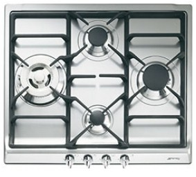 Encimera - Smeg SR60GHS GAS NATURAL, 4 quemadores, Inox, Quemador ultrarrápido