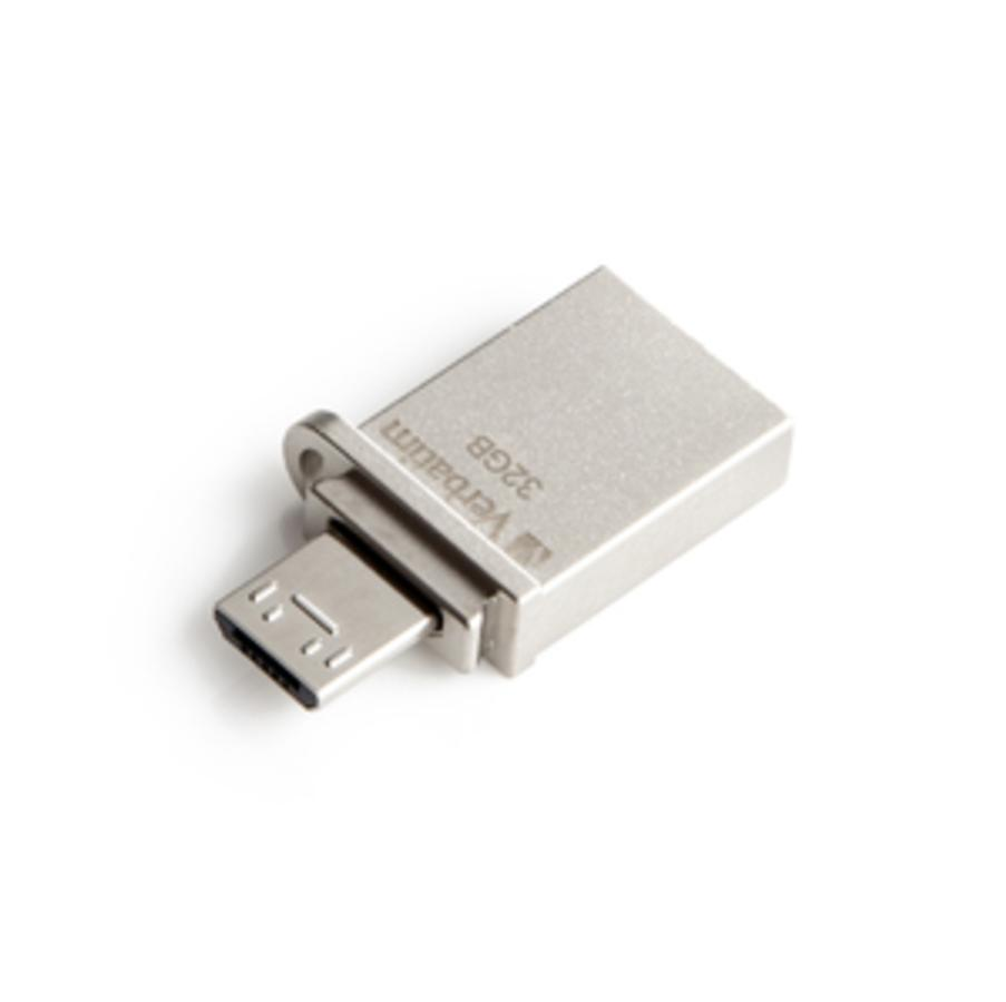 Pendrive OTG de 32GB - Verbatim 49826, USB 3.0, Plata