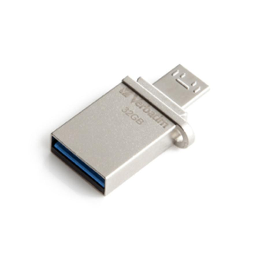 Pendrive OTG de 32GB - Verbatim 49826, USB 3.0, Plata