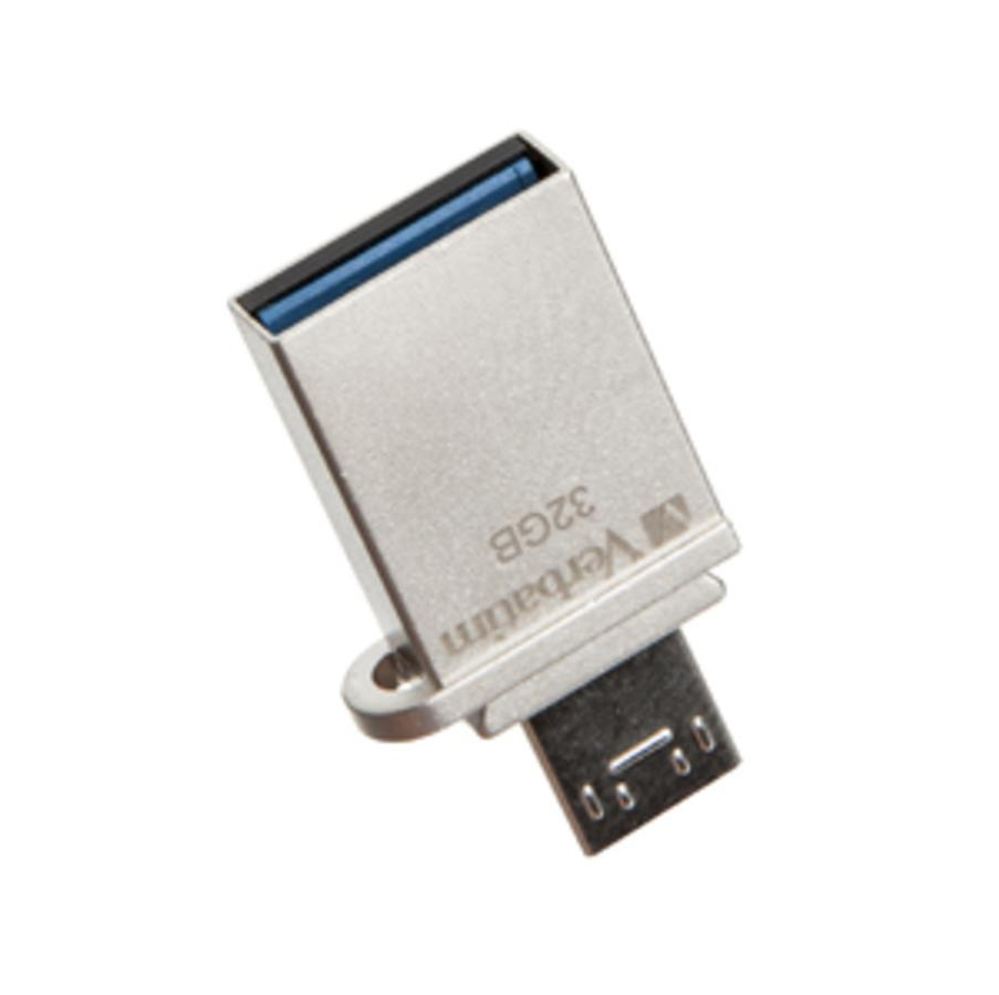 Pendrive OTG de 32GB - Verbatim 49826, USB 3.0, Plata