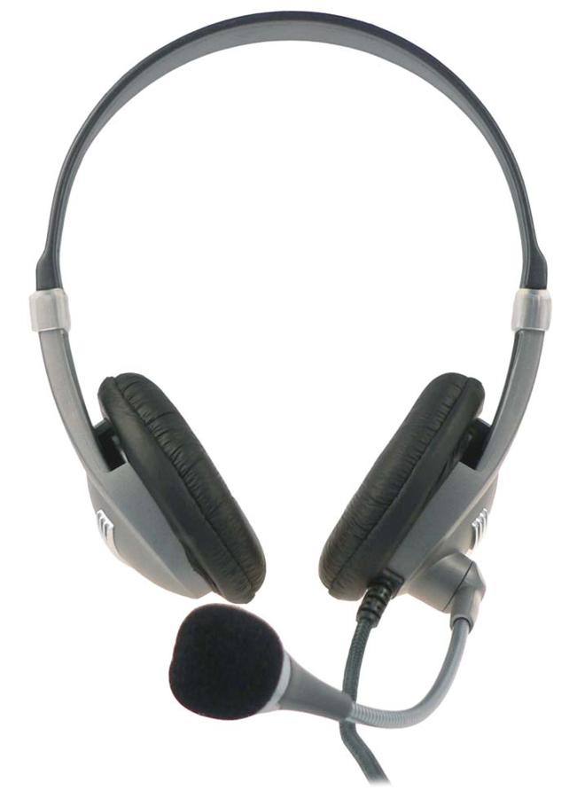 Auricular con cable - Eminent EW3561, Binaurale, Diadema, Negro, Gris auricular con micrófono