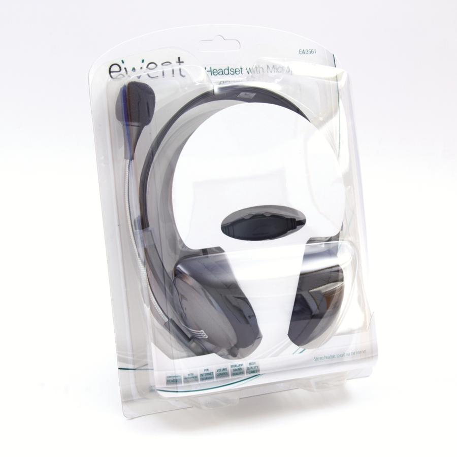 Auricular con cable - Eminent EW3561, Binaurale, Diadema, Negro, Gris auricular con micrófono