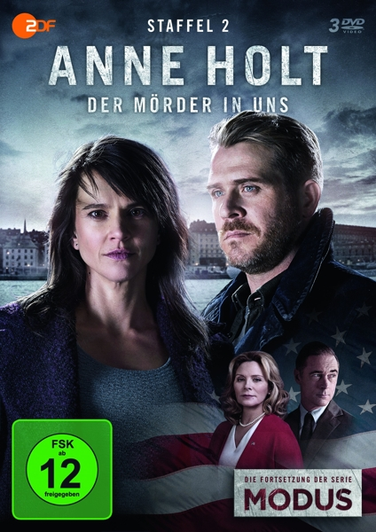 DVD-Cover für 'Anne Holt: Der Mörder in uns'. Zeigt zwei Personen. FSK 12 Logo.