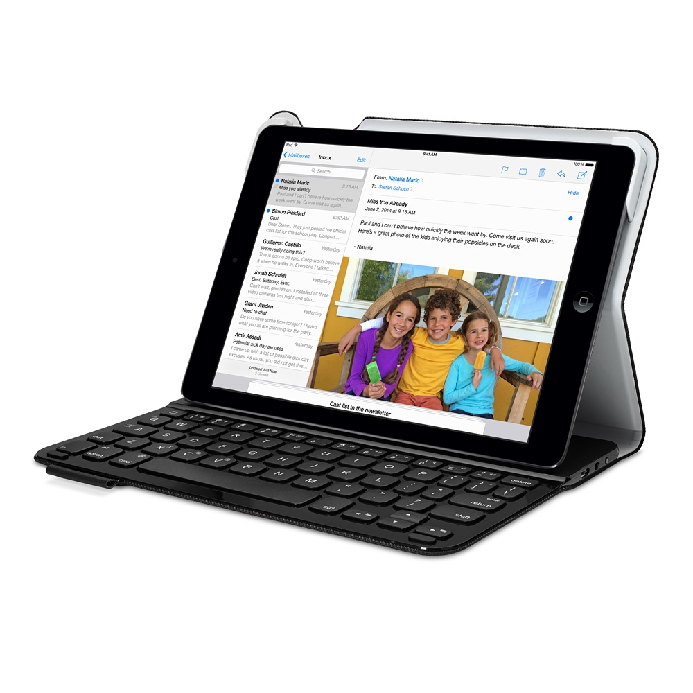 Funda con teclado para iPad Air - Logitech Ultrathin Keyboard Folio, Bluetooth, soporte, color
