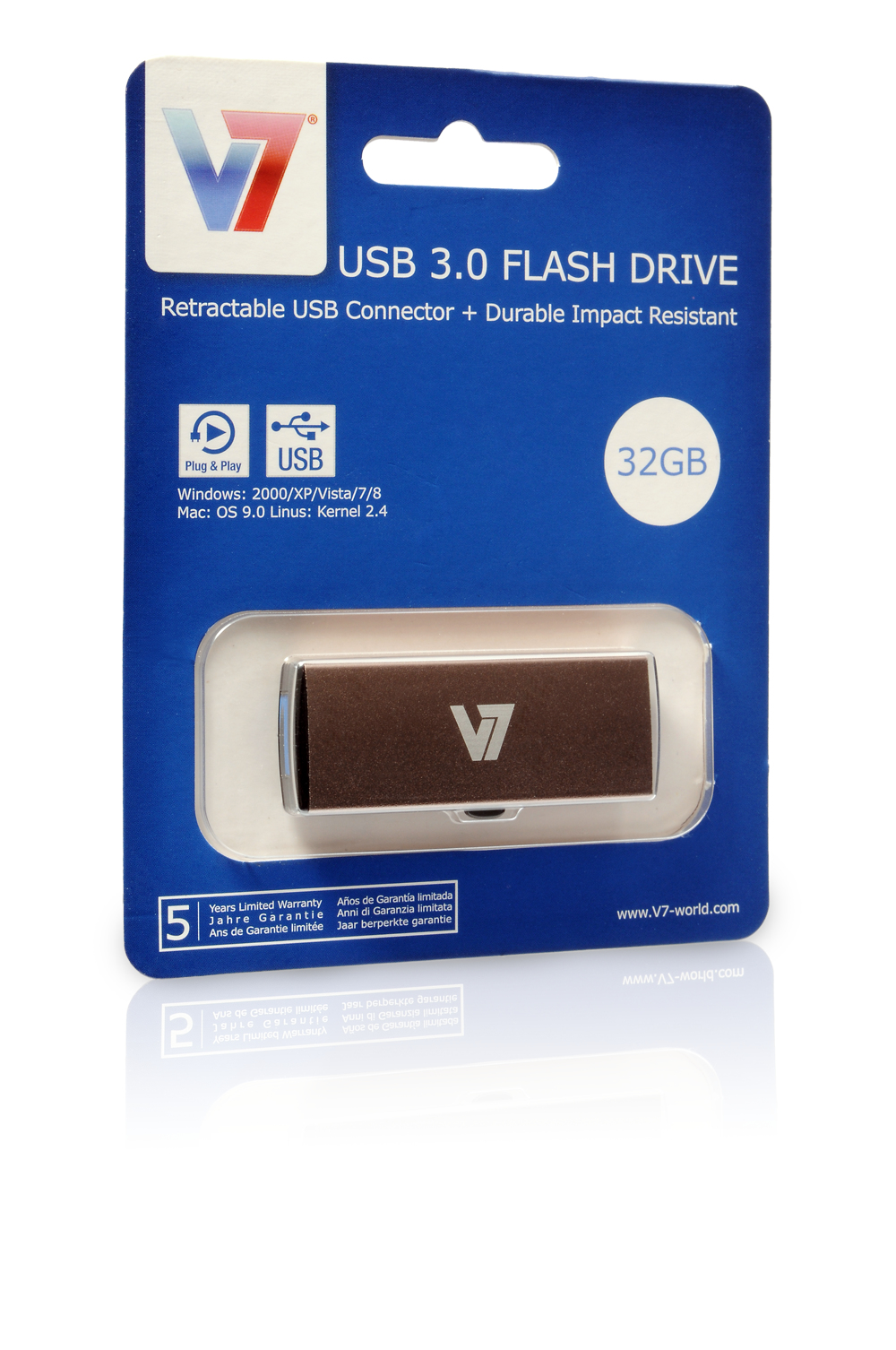 V7 Unidad de memoria flash USB 3.0 deslizante 16 GB gris unidad flash USB