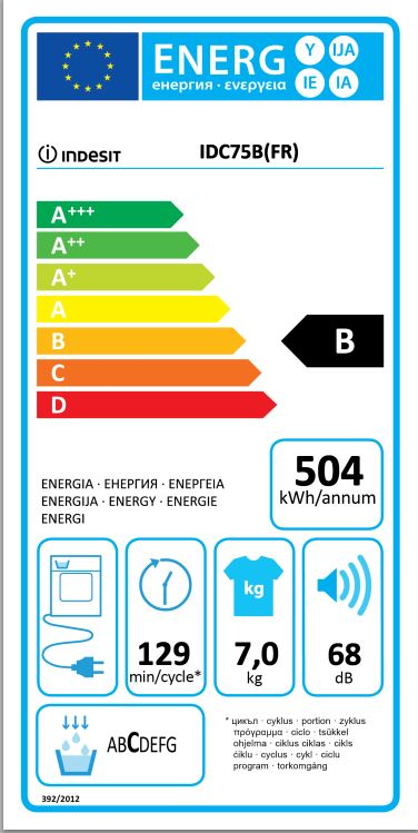 Secadora - Indesit IDC 75 B (EU) Condensación, 7 Kg, Blanco