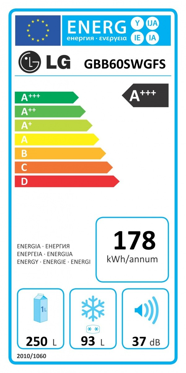 Frigorífico combi - LG GBB60SWGFS, 201 cm, No Frost