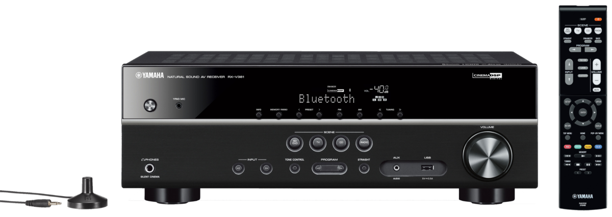 Receptor A/V- Yamaha RX-V 381 5.1 canales, Ultra HD 4K, Bluetooth