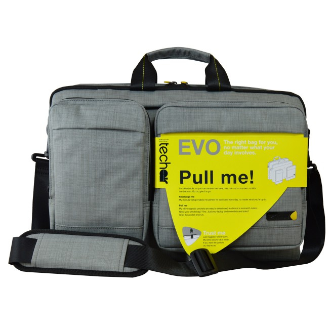 Maletín para portátil - Tech air EVO 15.6", Bolsillos magnéticos, Gris