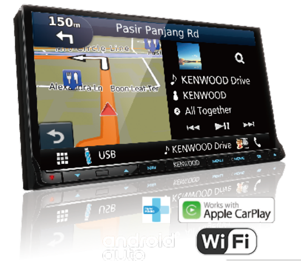 Autorradio + GPS - Kenwood DNX8160DABS, Pantalla 7", Bluetooth, USB, DVD, DAB