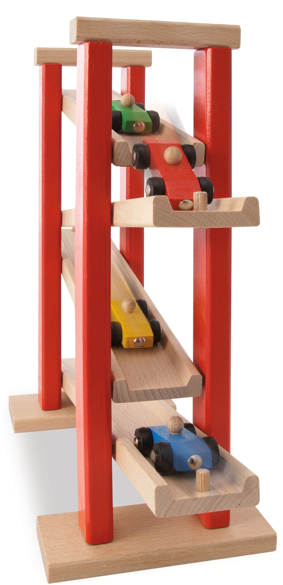 EICHHORN Autorennbahn Holzrennbahn Naturfarben/Rot