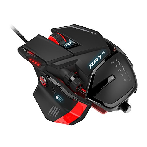 Ratón gaming - Mad Catz RAT 6 8200 DPI, USB Laser Negro, Rojo mano derecha