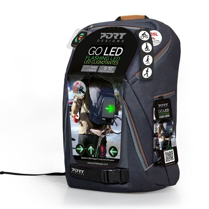 Port Designs GO LED Poliéster Marrón, Gris mochila