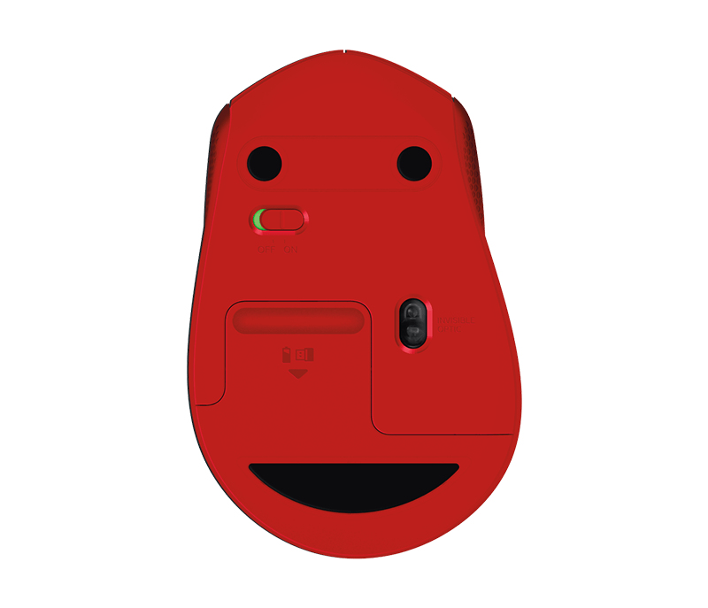 Ratón inalámbrico - Logitech M330 Silent Plus Óptico 1000DPI mano derecha Rojo