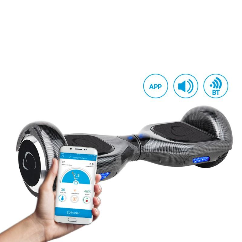 Hoverboard - Woxter SG27-028 SMARTGYRO X2, Altavoces estéreo, Bluetooth, Luces LEDS, Carbono