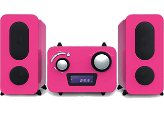 Microcadena - Big Ben 11 KIDS, rosa, reproductor CD MP3, radio FM, pantalla LCD, con stickers