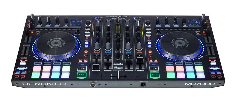 Controladora DJ - Denon MC7000, 4 canales, 2 entradas micrófono, Negro