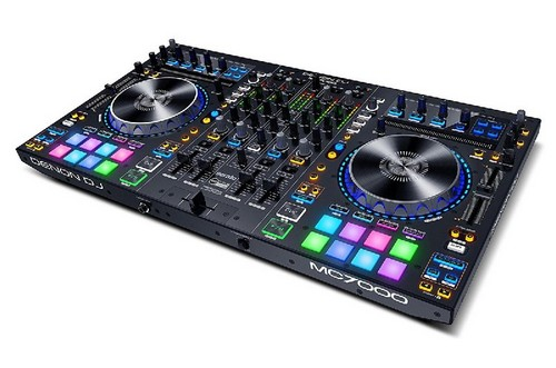 Controladora DJ - Denon MC7000, 4 canales, 2 entradas micrófono, Negro