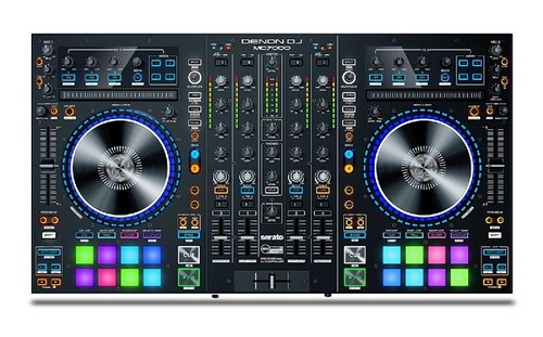 Controladora DJ - Denon MC7000, 4 canales, 2 entradas micrófono, Negro