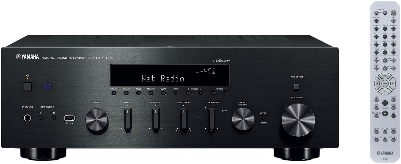 YAMAHA R-N602BL MusicCast hálózati sztereó rádióerősítő (DLNA, BT, Wifi,AirPlay)