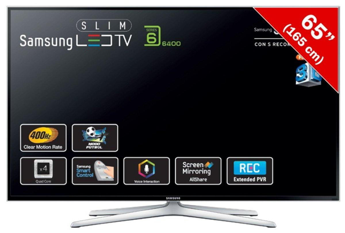 TV LED 65" - Samsung 65H6400 Smart TV Quad Core, 3D, Modo Fútbol