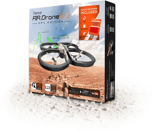 Cuadricóptero teledirigido - Parrot AR Drone 2.0 GPS Edition, con registrador de vuelo, color