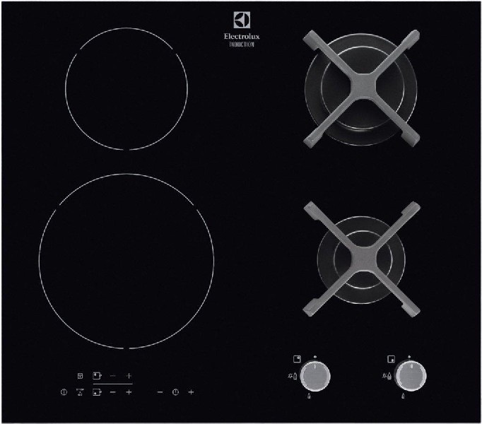 Encimera - Electrolux EGD 6576 NOK, Inducción Mixta, Gas y Electrico, 60 cm, Negro