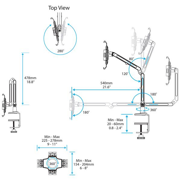 Soporte - StarTech.com ARMTBLTI Brazo articulado soporte para tablet Montaje en Escritorio