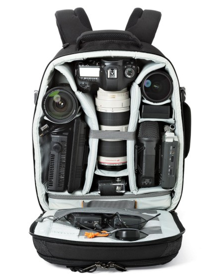 Mochila para cámara - Lowepro Pro Runner BP 350 AW II, Para DSLR con lente acoplada, Negro