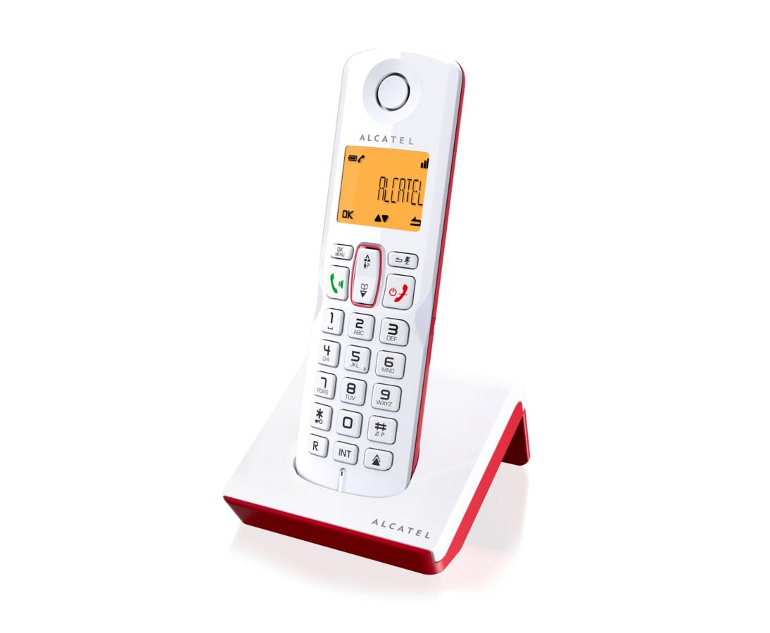 Alcatel S250 Teléfono DECT Identificador de llamadas Rojo, Color blanco