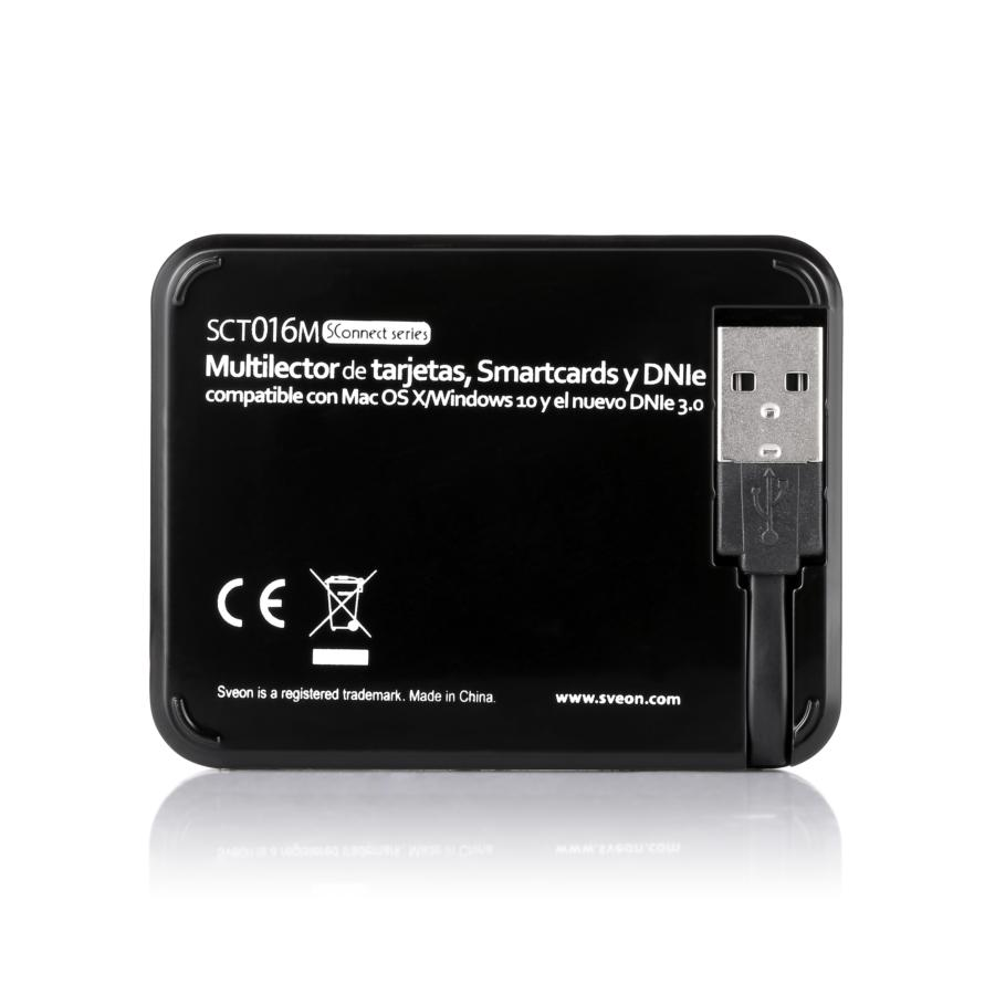Lector de tarjetas - Sveon SCT016M, DNIe, SIM, SD, USB, Negro