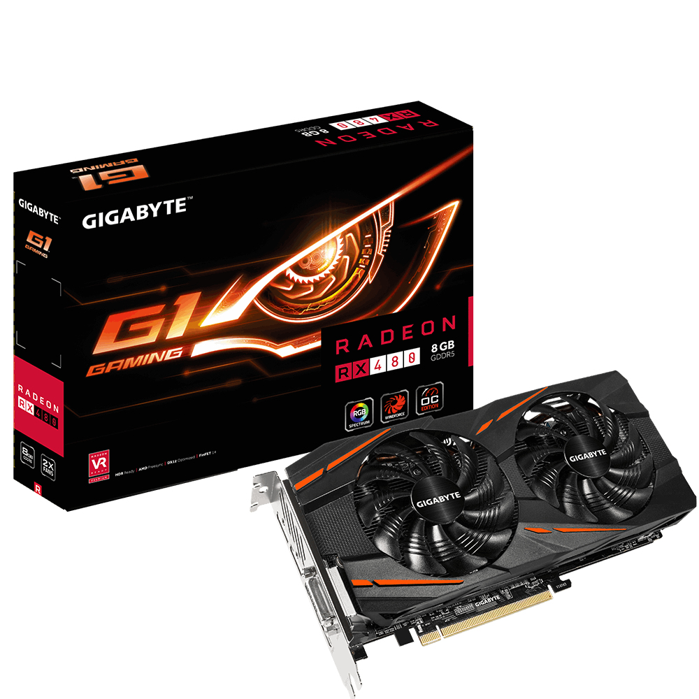 GIGABYTE Gigabyte GV-RX480G1 GAMING-8GD Radeon RX 480 8GB GDDR5 tarjeta gráfica