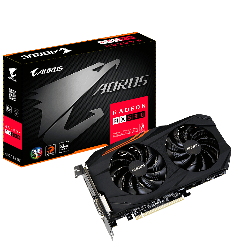 Tarjeta Gráfica - Gigabyte RX 580 AORUS 8G GDDR5 Radeon luces personalizables refrigeración activa