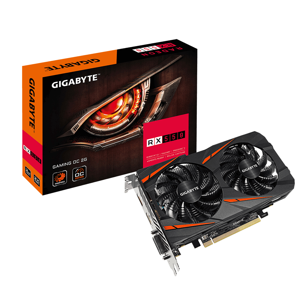 Tarjeta gráfica - Gigabyte GV-RX550GAMING OC-2GD, 2GB GDDR5