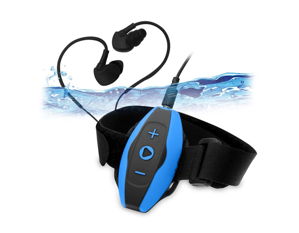 Reproductor MP3 - Sunstech Neptun, Acuático, 4GB, 15h Autonomía, Azul