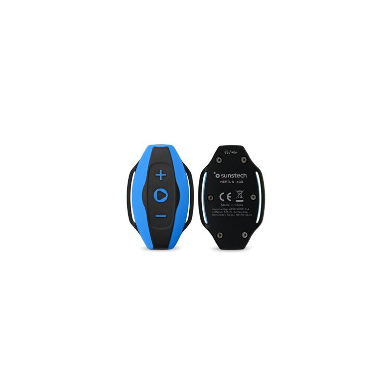 Reproductor MP3 - Sunstech Neptun, Acuático, 4GB, 15h Autonomía, Azul