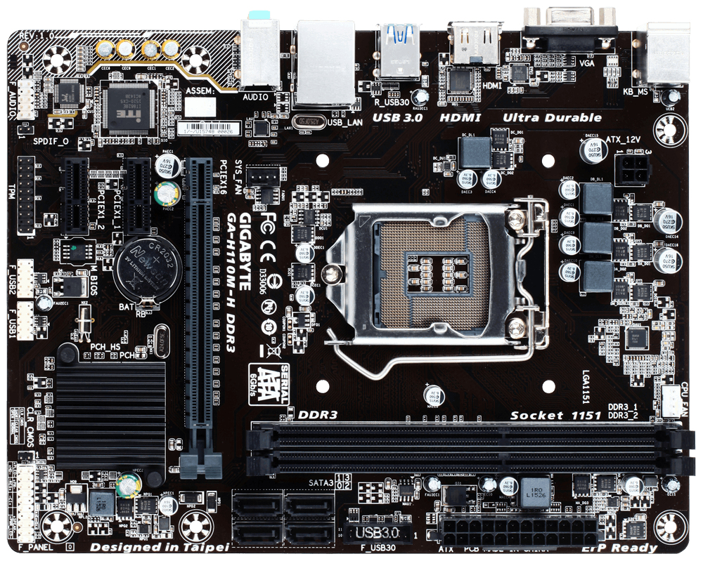 Gigabyte GA-H110M-H DDR3 Intel H110 LGA 1151 (Socket H4) Micro ATX placa base