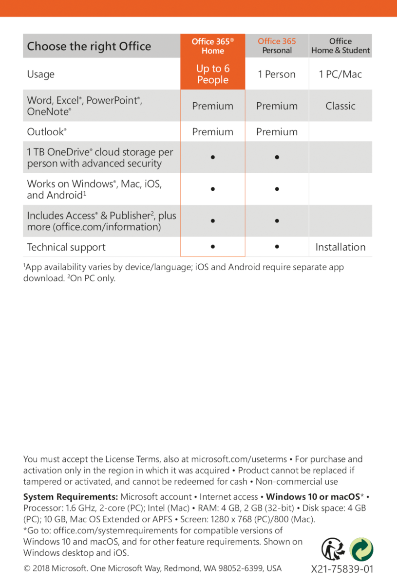 Office 365 Home 2019 (6 users/1 year) - PC/MAC - English