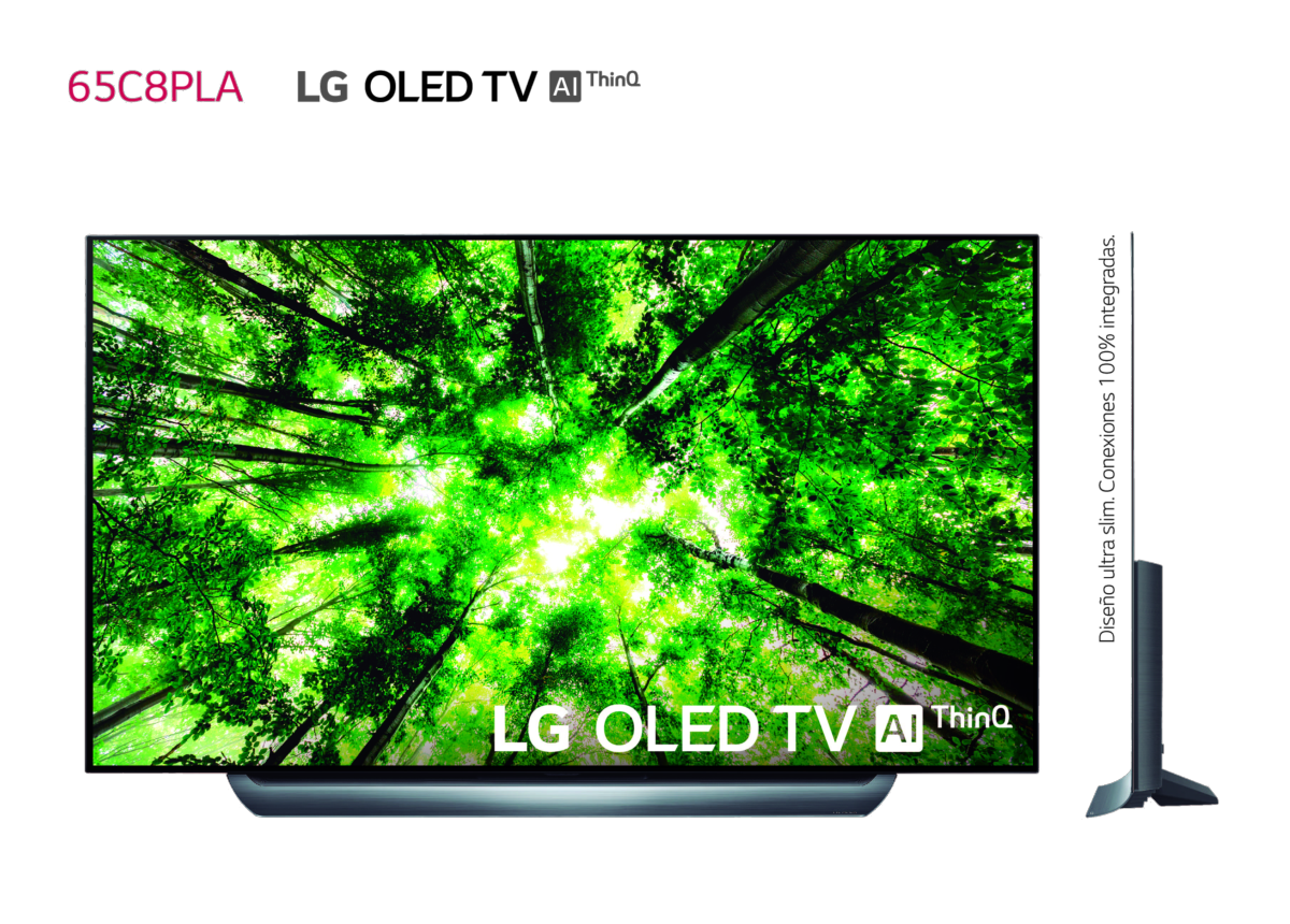 TV OLED 65" - LG OLED65C8PLA, UHD 4K Cinema HDR, Procesador 9, AI Smart TV ThinQ webOS 4.0, Sonido